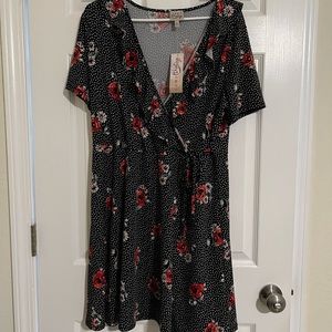 Black faux wrap dress